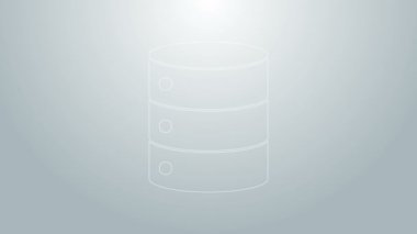 Mavi çizgi sunucusu, Data, Web sunucu simgesi gri arkaplanda izole edildi. 4K Video hareketli grafik canlandırması