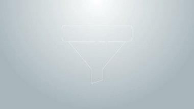 Mavi Hat Satış hunisi ve pazarlama için oklar ve girişim simgesi gri arka planda izole edilmiş. Bilgi şablonu. 4K Video hareketli grafik canlandırması