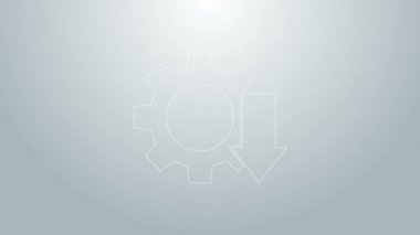 Mavi çizgi maliyet azaltma simgesi gri arkaplanda izole edildi. 4K Video hareketli grafik canlandırması