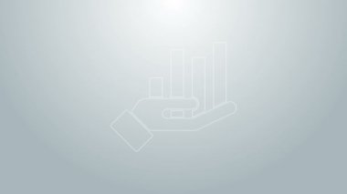 Mavi çizgi pasta grafiği bilgi simgesi gri arkaplanda izole edildi. Diyagram çizelgesi. 4K Video hareketli grafik canlandırması