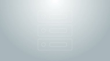 Mavi çizgi sunucusu, Data, Web sunucu simgesi gri arkaplanda izole edildi. 4K Video hareketli grafik canlandırması