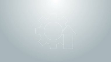 Mavi çizgi Arrow büyüme vitesi iş simgesi gri arka planda izole edildi. Üretkenlik simgesi. 4K Video hareketli grafik canlandırması