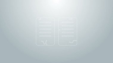 Mavi çizgi. Emirler simgesi gri arkaplanda izole edildi. Tanrılar hukuku kavramı. 4K Video hareketli grafik canlandırması