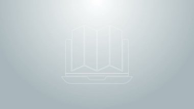 Ormanın mavi çizgi konumu, gri arkaplanda izole edilmiş bir dizüstü bilgisayar ikonu haritasında. 4K Video hareketli grafik canlandırması