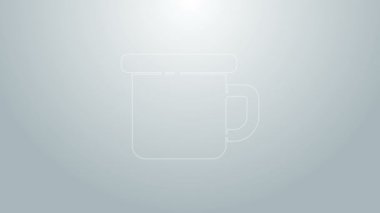 Mavi çizgi Kamp Metal sabıka simgesi gri arka planda izole edildi. 4K Video hareketli grafik canlandırması