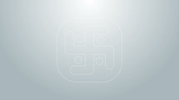 Icono de Jainismo de línea azul aislado sobre fondo gris. Animación gráfica de vídeo 4K — Vídeos de Stock