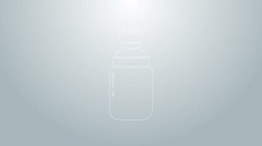 Mavi çizgi Tıbbi marihuana veya kenevir yaprağı zeytinyağı damlası ikonu gri arka planda izole edilmiş. Esrar özütü. Kenevir sembolü. 4K Video hareketli grafik canlandırması