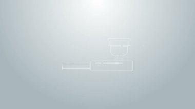 Mavi çizgi, gri arka planda izole edilmiş duman simgesi olan sigara piposu. Tütün piposu. 4K Video hareketli grafik canlandırması