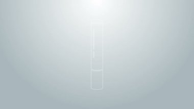 Mavi çizgi marihuana mekanı, gri arka planda izole edilmiş ot ikonu. Uyuşturuculu sigara, esrar sarılmış sigara. 4K Video hareketli grafik canlandırması