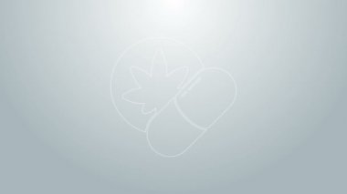 Mavi çizgi bitkisel ecstasy hapları gri arka planda izole edilmiş. 4K Video hareketli grafik canlandırması