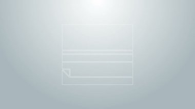 Mavi çizgi yuvarlanan kağıt simgesi gri arkaplanda izole edildi. 4K Video hareketli grafik canlandırması