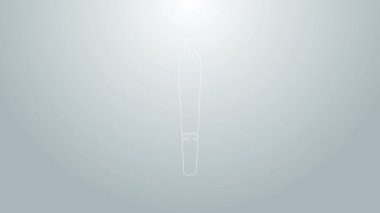 Mavi çizgi marihuana mekanı, gri arka planda izole edilmiş ot ikonu. Uyuşturuculu sigara, esrar sarılmış sigara. 4K Video hareketli grafik canlandırması