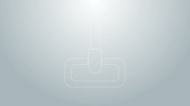Mavi çizgi paspas simgesi gri arkaplanda izole edildi. Temizlik hizmeti konsepti. 4K Video hareketli grafik canlandırması