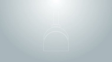 Mavi çizgi faraş simgesi gri arkaplanda izole edildi. Temizlik işleri. 4K Video hareketli grafik canlandırması