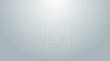Mavi çizgi ıslak zemin ve temizlik ikonu gri arkaplanda izole edildi. Temizlik hizmeti konsepti. 4K Video hareketli grafik canlandırması