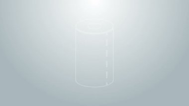 Mavi çizgi kağıt havlu rulo ikonu gri arkaplanda izole edildi. 4K Video hareketli grafik canlandırması