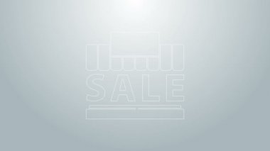 Mavi Hat Alışveriş Binası ya da market simgesi gri arka planda izole edildi. Süpermarket satış konsepti. 4K Video hareketli grafik canlandırması