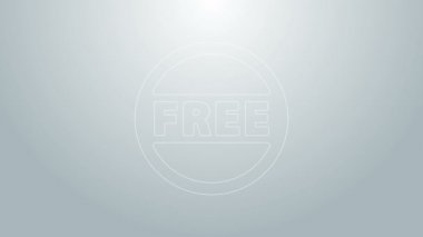 Üzerinde gri arkaplanda izole edilmiş ücretsiz simge olan mavi çizgi Price etiketi. Rozet fiyatına. Reklam etiketi indirimi. 4K Video hareketli grafik canlandırması