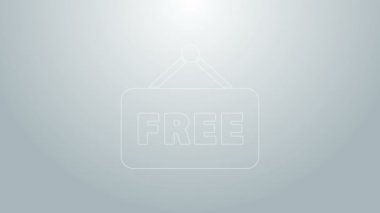 Üzerinde gri arkaplanda izole edilmiş ücretsiz simge olan mavi çizgi Price etiketi. Rozet fiyatına. Reklam etiketi indirimi. 4K Video hareketli grafik canlandırması