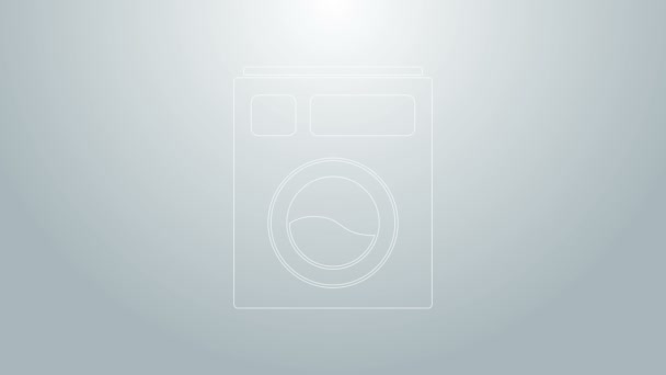 青線灰色の背景に分離されたワッシャーアイコン 洗濯機のアイコン 洗濯機 洗濯機 家電製品のシンボル 4kビデオモーショングラフィックアニメーション ストック動画 C Vectorvalera Gmail Com