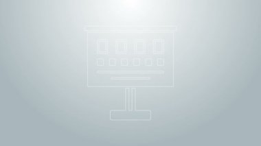 Mavi çizgi göz testi simgesi gri arkaplanda izole edildi. Optalmik çalışmada görme testi için bir poster. Snellen çizelgesi. 4K Video hareketli grafik canlandırması