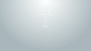 Mavi çizgi nöroloji refleks çekici ikonu gri arka planda izole edildi. 4K Video hareketli grafik canlandırması