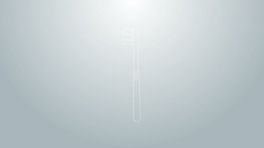 Mavi çizgi diş fırçası simgesi gri arkaplanda izole edildi. 4K Video hareketli grafik canlandırması