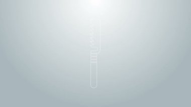 Mavi çizgi tıbbi ikon gri arkaplanda izole edilmiş. Kemik kesmek, uzuv kesmek ve kemik nakli için cerrahi testere tasarlandı. 4K Video hareketli grafik canlandırması