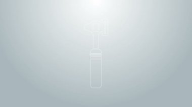 Mavi çizgi tıbbi otoskop araç simgesi gri arkaplanda izole edildi. Tıbbi alet. 4K Video hareketli grafik canlandırması