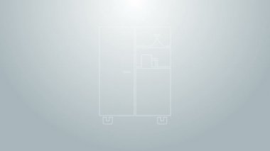 Mavi çizgi İlaç dolabı simgesi gri arka planda izole edildi. 4K Video hareketli grafik canlandırması