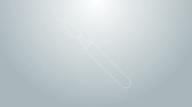 Mavi çizgi tıbbi cerrahi neşter alet ikonu gri arka planda izole edildi. Tıbbi alet. 4K Video hareketli grafik canlandırması