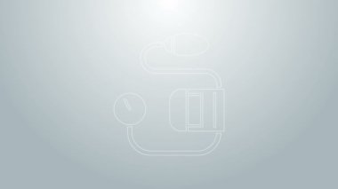 Mavi çizgi tansiyon ikonu gri arkaplanda izole edildi. 4K Video hareketli grafik canlandırması