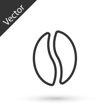 Gri çizgi kahve çekirdeği simgesi beyaz arkaplanda izole edilmiş. Vektör.