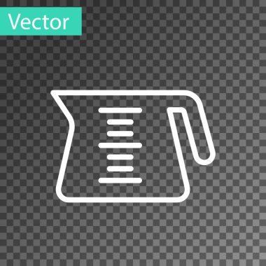 Beyaz çizgi kahve demliği simgesi şeffaf arkaplanda izole edilmiş. Vektör.