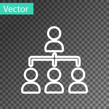 Beyaz çizgi İş Hiyerarşisi organizogram şeması bilgi ikonu şeffaf arkaplanda izole edildi. Kurumsal yapı grafik elementleri. Vektör.
