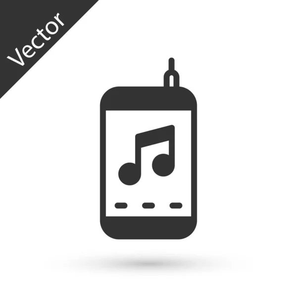 Γκρίζο Εικονίδιο Αναπαραγωγής Μουσικής Απομονωμένο Λευκό Φόντο Φορητή Συσκευή Μουσικής — Διανυσματικό Αρχείο