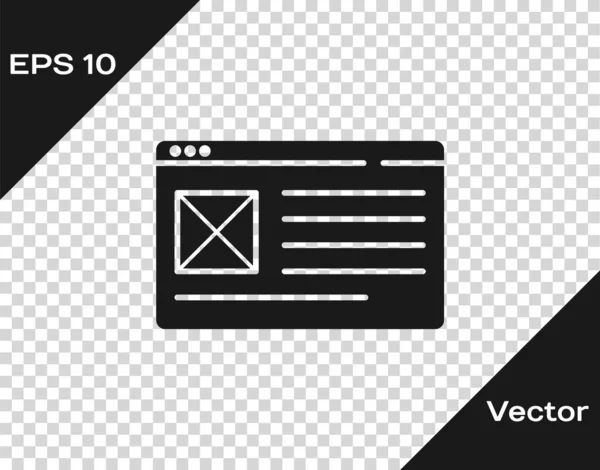 Schwarzes Browserfenster Symbol Isoliert Auf Transparentem Hintergrund Vektor — Stockvektor