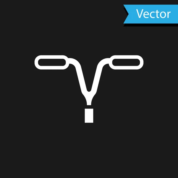 Icône Guidon Vélo Blanc Isolé Sur Fond Noir Vecteur — Image vectorielle