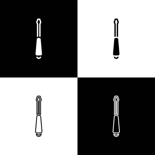 Set Icono Del Destornillador Aislado Sobre Fondo Blanco Negro Símbolo — Vector de stock