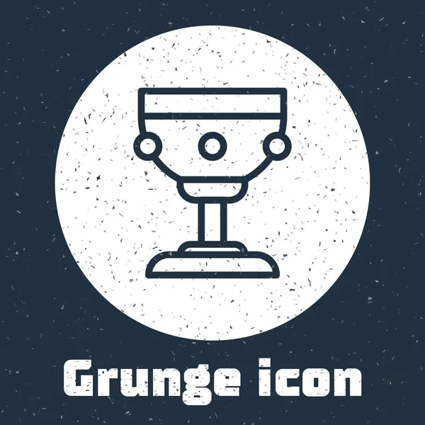 Grunge Line Icono Cáliz Cristiano Aislado Sobre Fondo Gris Icono — Vector de stock