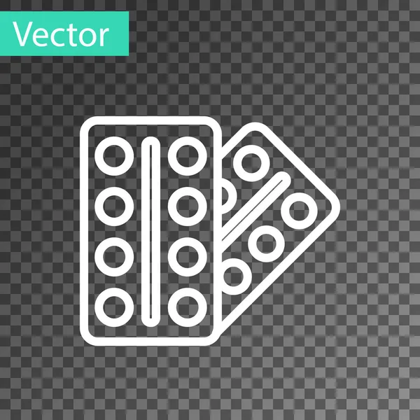 Белая Линия Таблетки Блистере Пакет Значок Изолирован Прозрачном Фоне Пакет — стоковый вектор