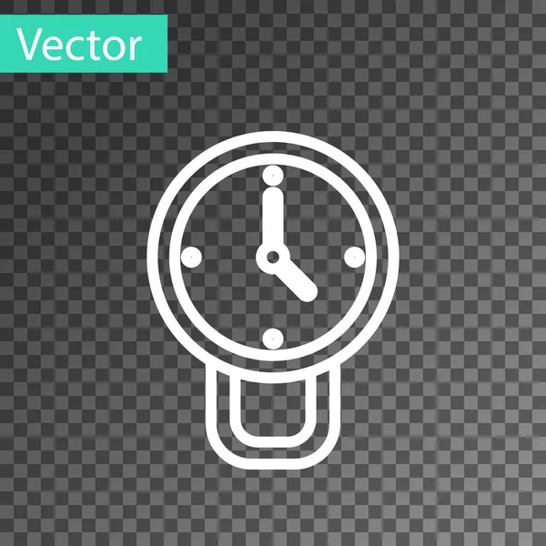 Ligne Blanche Icône Horloge Isolé Sur Fond Transparent Symbole Temporel — Image vectorielle