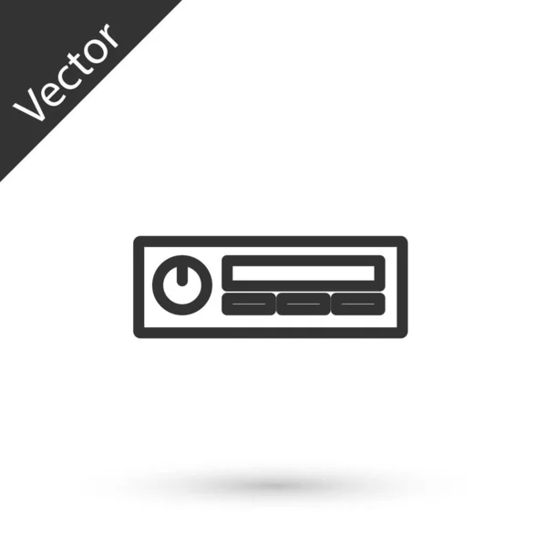 Línea Gris Icono Audio Del Coche Aislado Sobre Fondo Blanco — Vector de stock