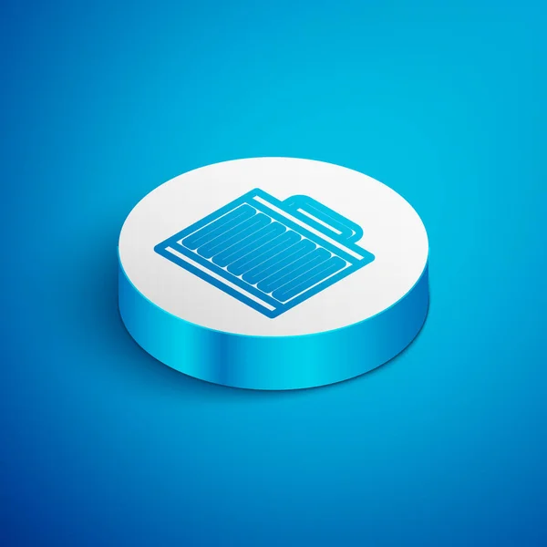 Isometric Line Car Radiator Cooling System Icon Isolated Blue Background — Stock Vector