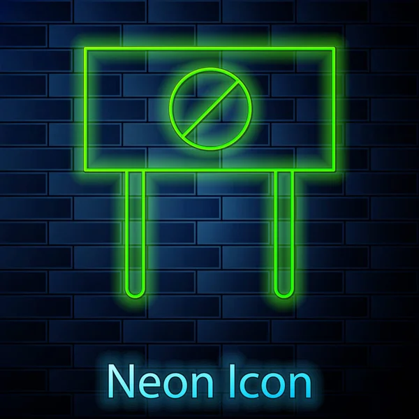 Glowing Neon Line Protest Icon Isolated Brick Wall Background Meeting — Stock Vector