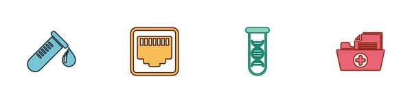 Test Tüpünü Bir Damla Kan Bağlantı Kablosu Soketi Dna Araştırması — Stok Vektör