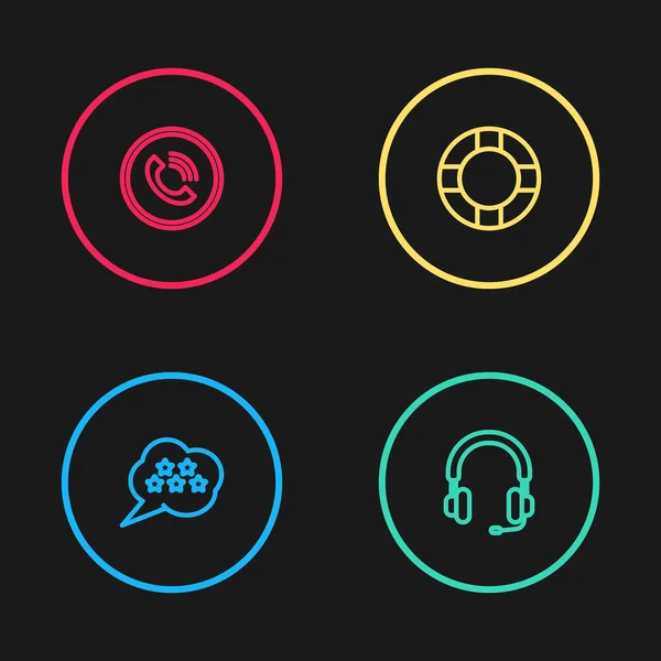 Обзор Рейтинга Пять Звезд Наушники Lifebuoy Значок Вызова Телефона Вектор — стоковый вектор