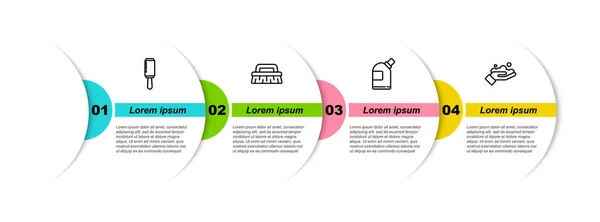 Definir Linha Rolo Adesivo Escova Para Limpeza Agente Garrafas Lavar — Vetor de Stock