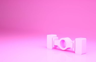 Pembe Chassis araba ikonu pembe arka planda izole edilmiş. Minimalizm kavramı. 3d illüstrasyon 3B canlandırma