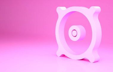 Pembe Araba ses hoparlörü simgesi pembe arka planda izole edildi. Minimalizm kavramı. 3d illüstrasyon 3B canlandırma